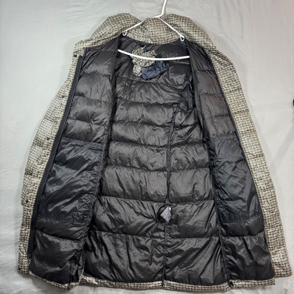 Uniqlo Ultra Light Down Long Puffer Coat XL Houndstooth AOP Packable Cozy Brown - Picture 3 of 11